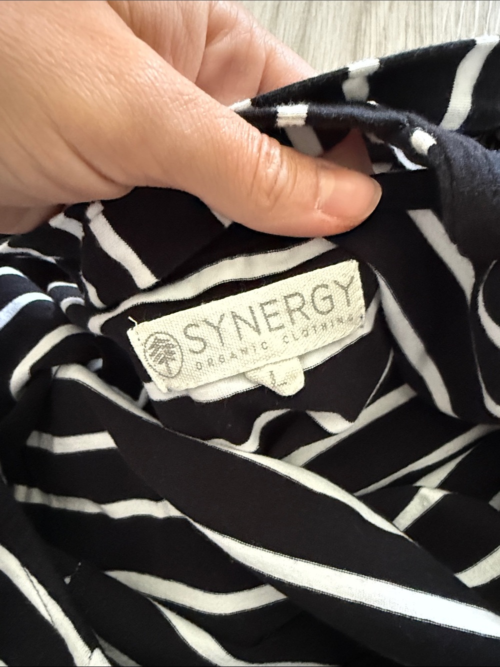 Synergy Black & White Striped Fit-and-Flare Dress Shoulder Embellishments Large - Picture 5 of 6